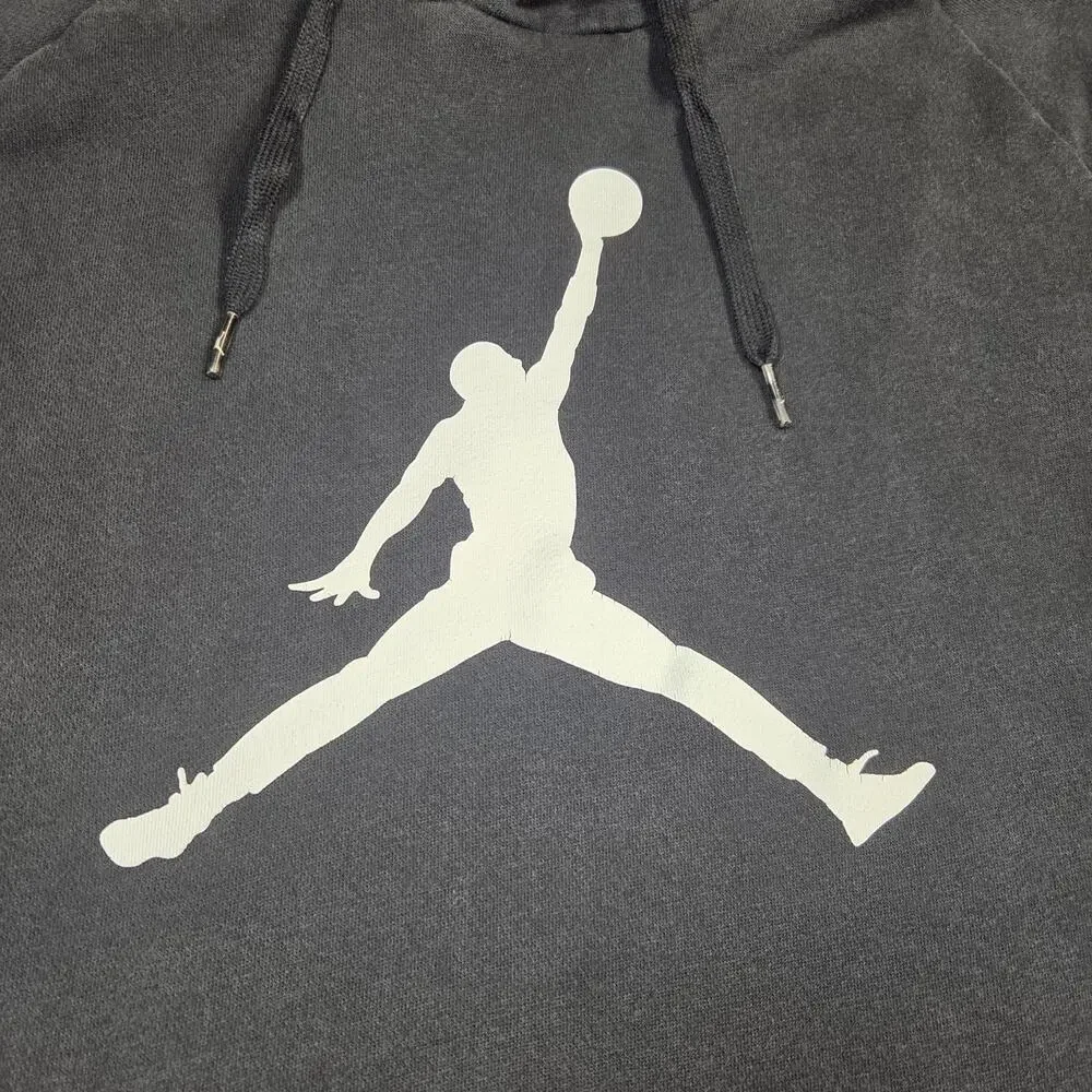 Jordan Jump Man Hoodie Mens Large Black Fleece Big Logo‎ Long Sleeve Pullover